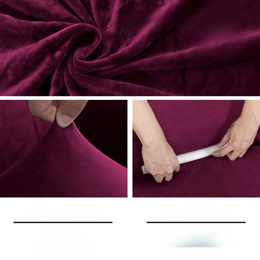 Velvet Sofa Cover Plush Couch Cover Lounge Slipcover 3 Seater Ruby Red