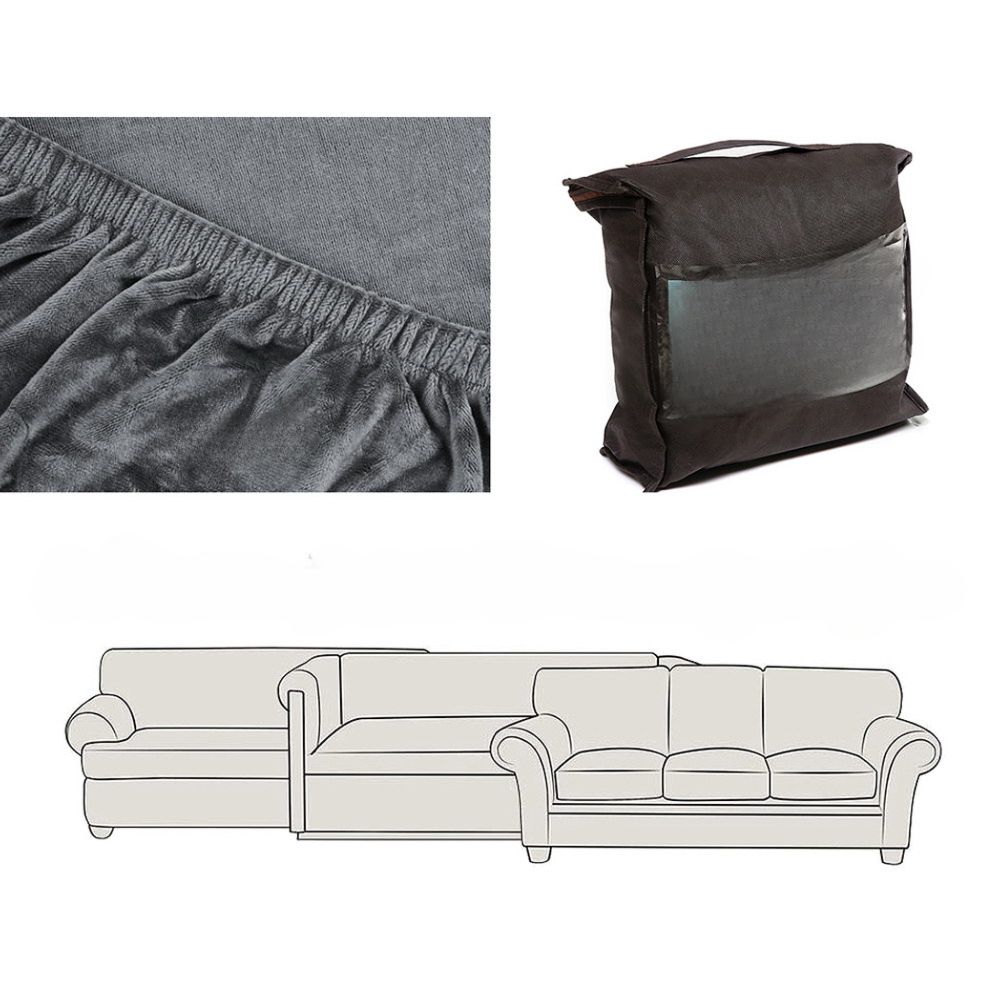 Velvet Sofa Cover Plush Couch Cover Lounge Slipcover 3 Seater Grey