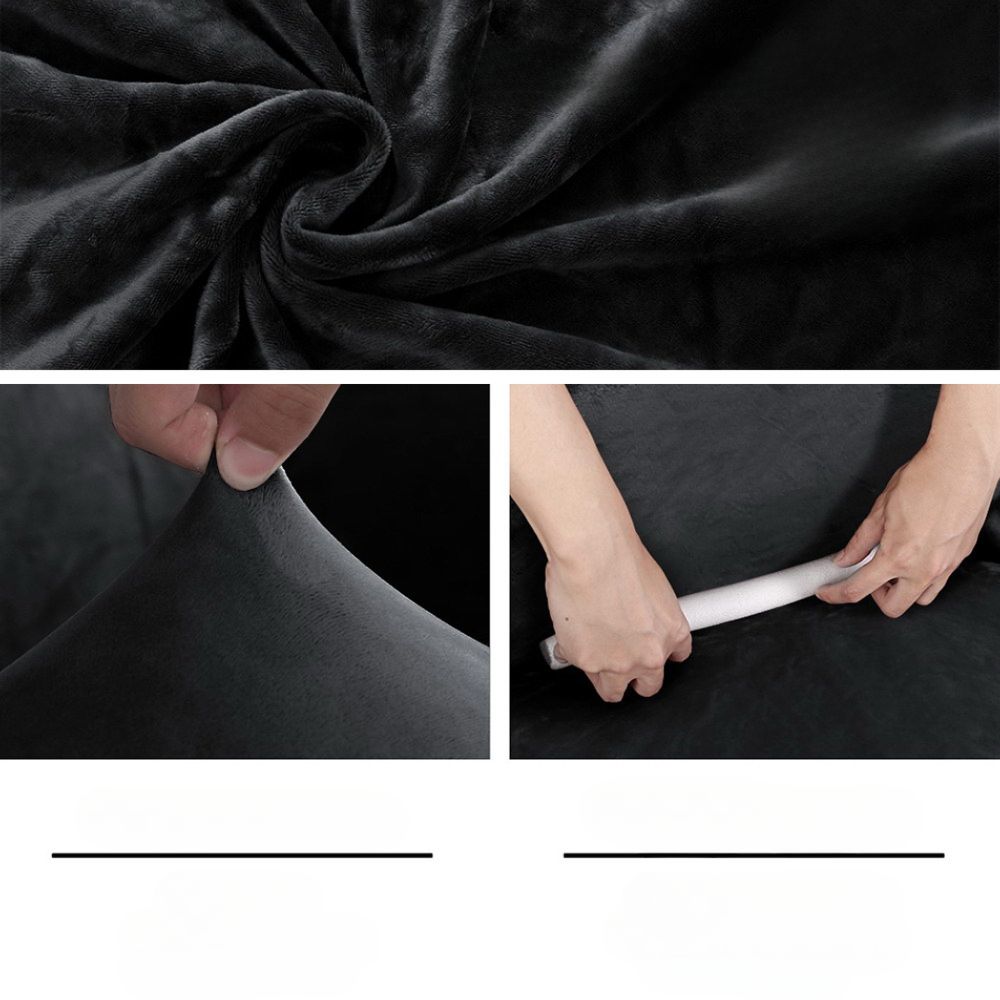 Velvet Sofa Cover Plush Couch Cover Lounge Slipcover 3 Seater Black