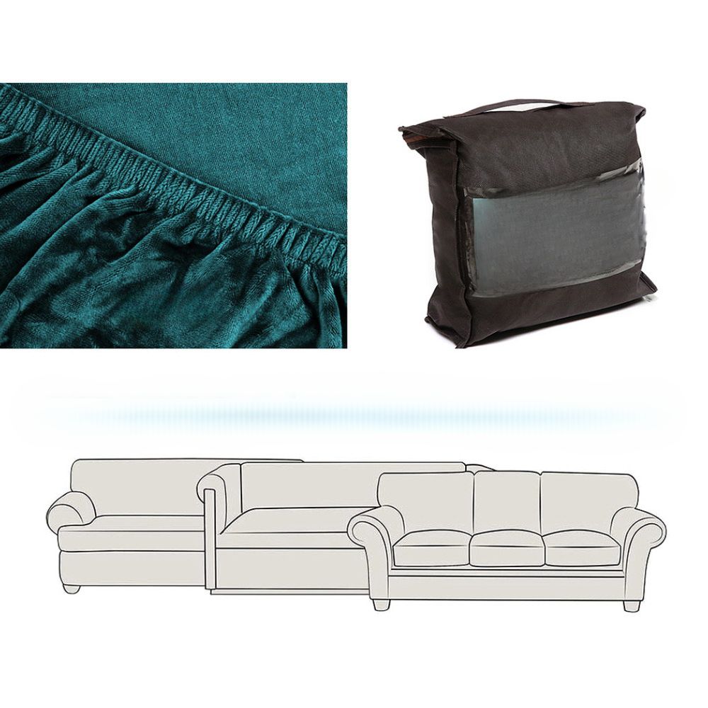 Velvet Sofa Cover Plush Couch Cover Lounge Slipcover 3 Seater Agate Green