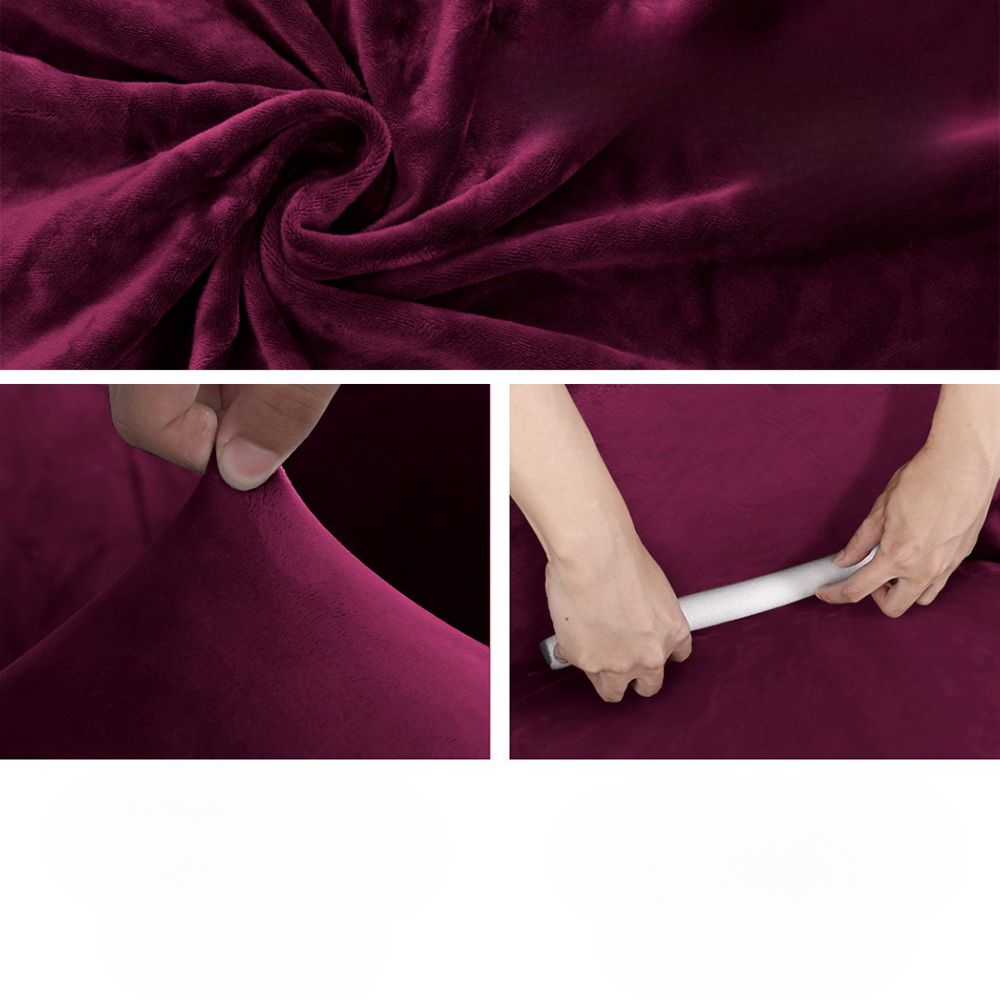 Velvet Sofa Cover Plush Couch Cover Lounge Slipcover 2 Seater Ruby Red