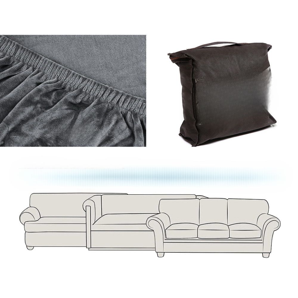 Velvet Sofa Cover Plush Couch Cover Lounge Slipcover 2 Seater Grey