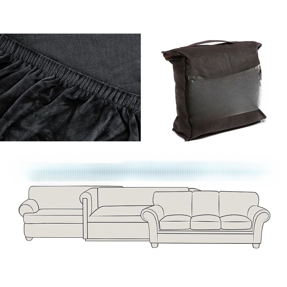 Velvet Sofa Cover Plush Couch Cover Lounge Slipcover 2 Seater Black