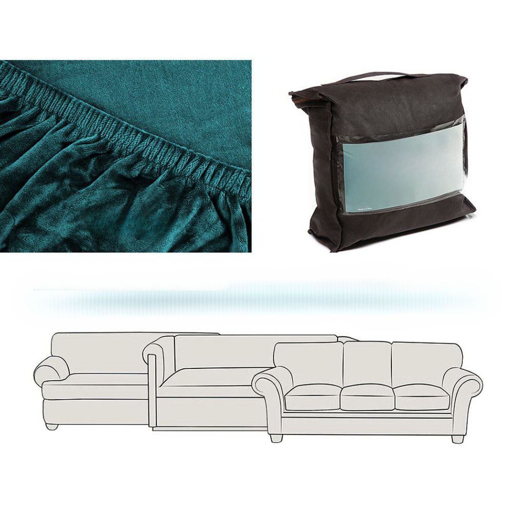 Velvet Sofa Cover Plush Couch Cover Lounge Slipcover 2 Seater Agate Green