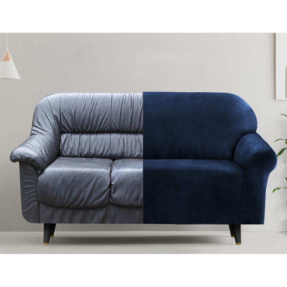 Velvet Sofa Cover Plush Couch Cover Lounge Slipcover 2 Seater Sapphire