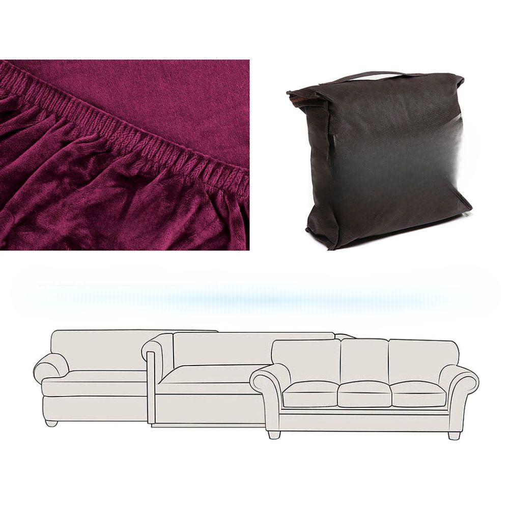 Velvet Sofa Cover Plush Couch Cover Lounge Slipcover 1 Seater Ruby Red