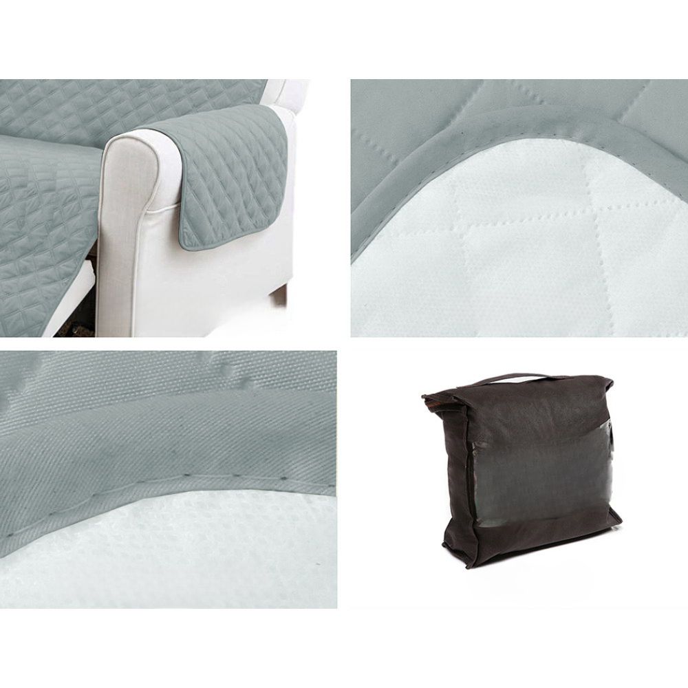 Sofa Cover Quilted Couch Covers 100% Water Resistant 3 Seater Grey