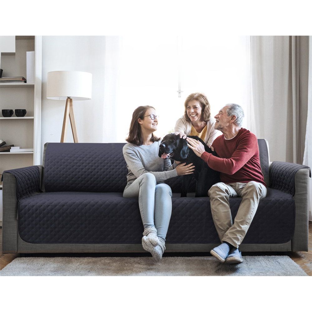 Sofa Cover Quilted Couch Covers Water Resistant 4 Seater Dark Grey