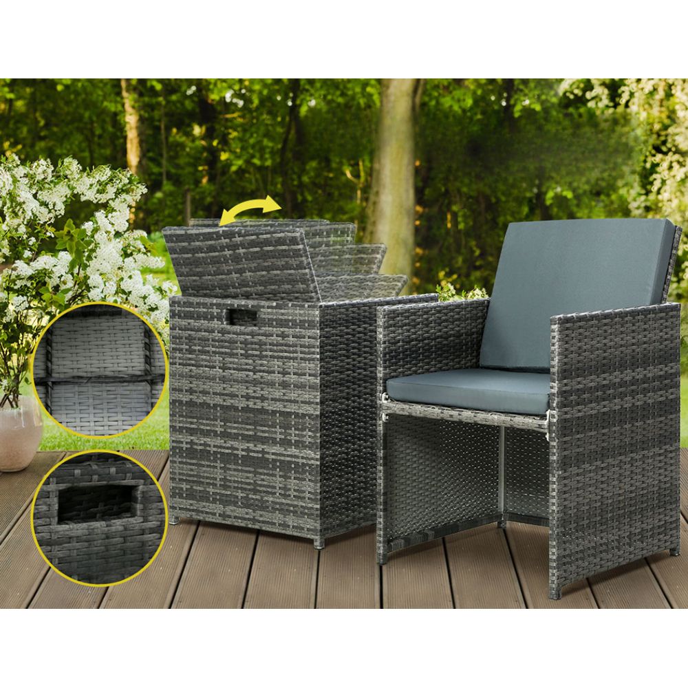Garden Outdoor Recliner Chairs Patio Sofa Lounge Furniture Set - Black