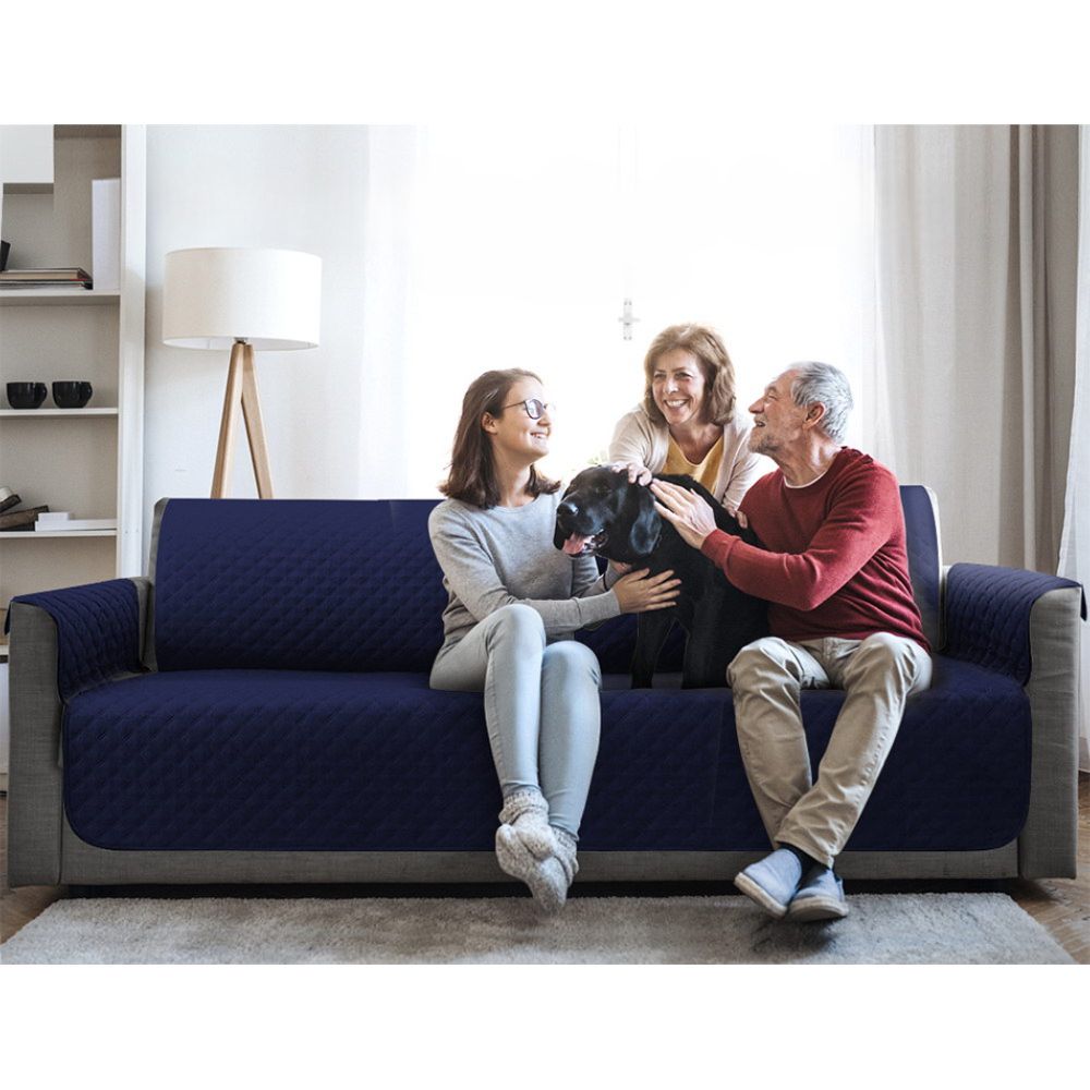 Sofa Cover Quilted Couch Covers 100% Water Resistant 4 Seater Navy