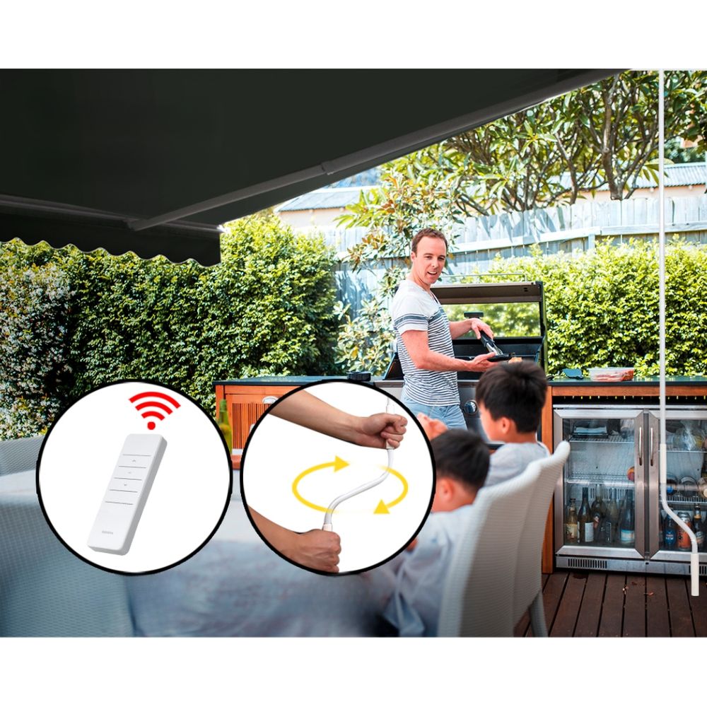 Motorised Folding Arm Awning Outdoor Sunshade - 2.5x2m