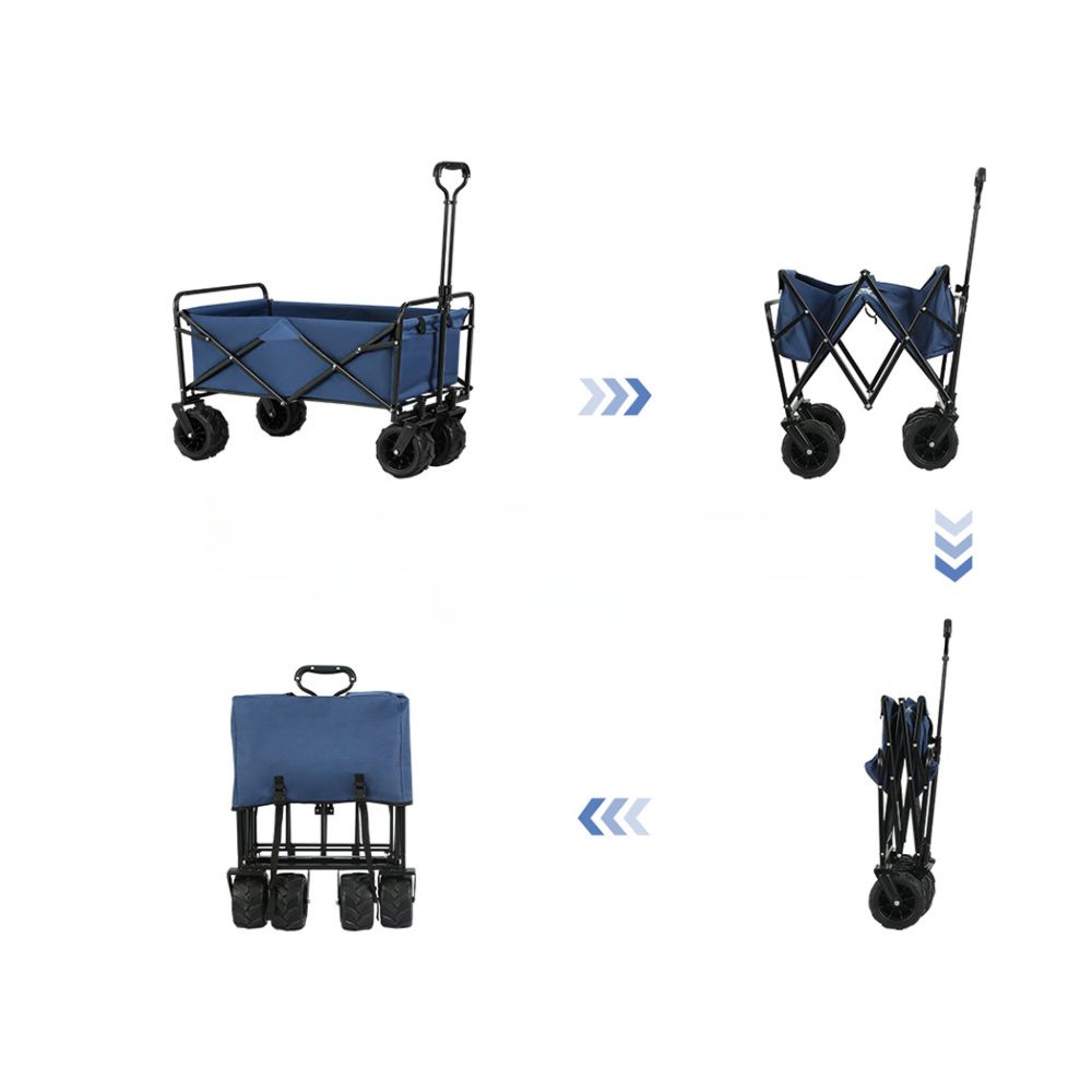 Foldable Wagon Trolley Cart Beach Outdoor Garden Collapsible  - Blue
