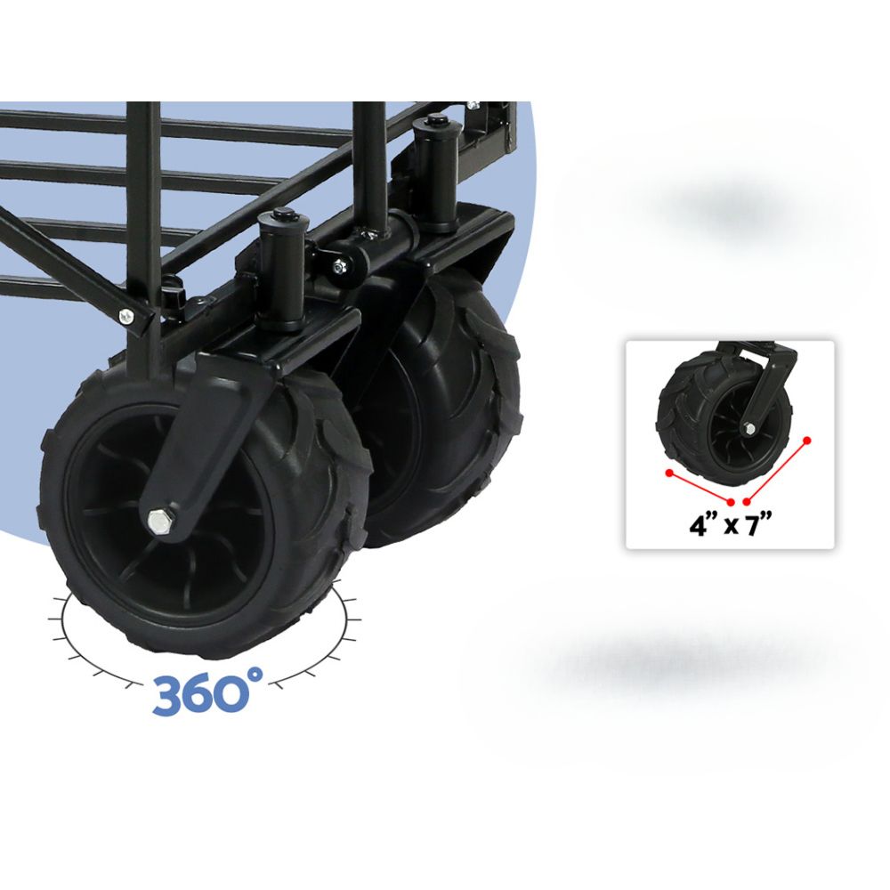 Foldable Wagon Trolley Cart Beach Outdoor Garden Collapsible  - Blue