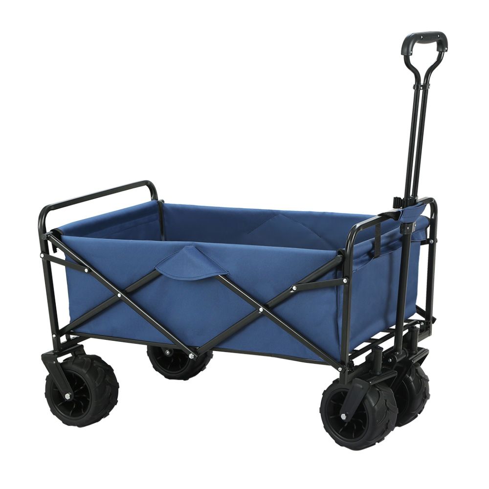 Foldable Wagon Trolley Cart Beach Outdoor Garden Collapsible  - Blue