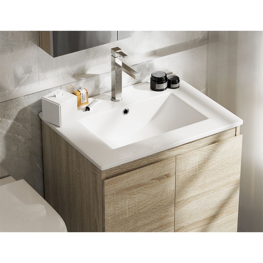 Vanity Unit Basin Cabinet Storage Bathroom Wall Mounted Ceramic 600mm Oak