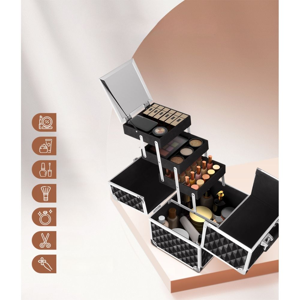 Makeup Beauty Case Organiser Travel Cosmetic Storage - 27x19.5x27.5cm