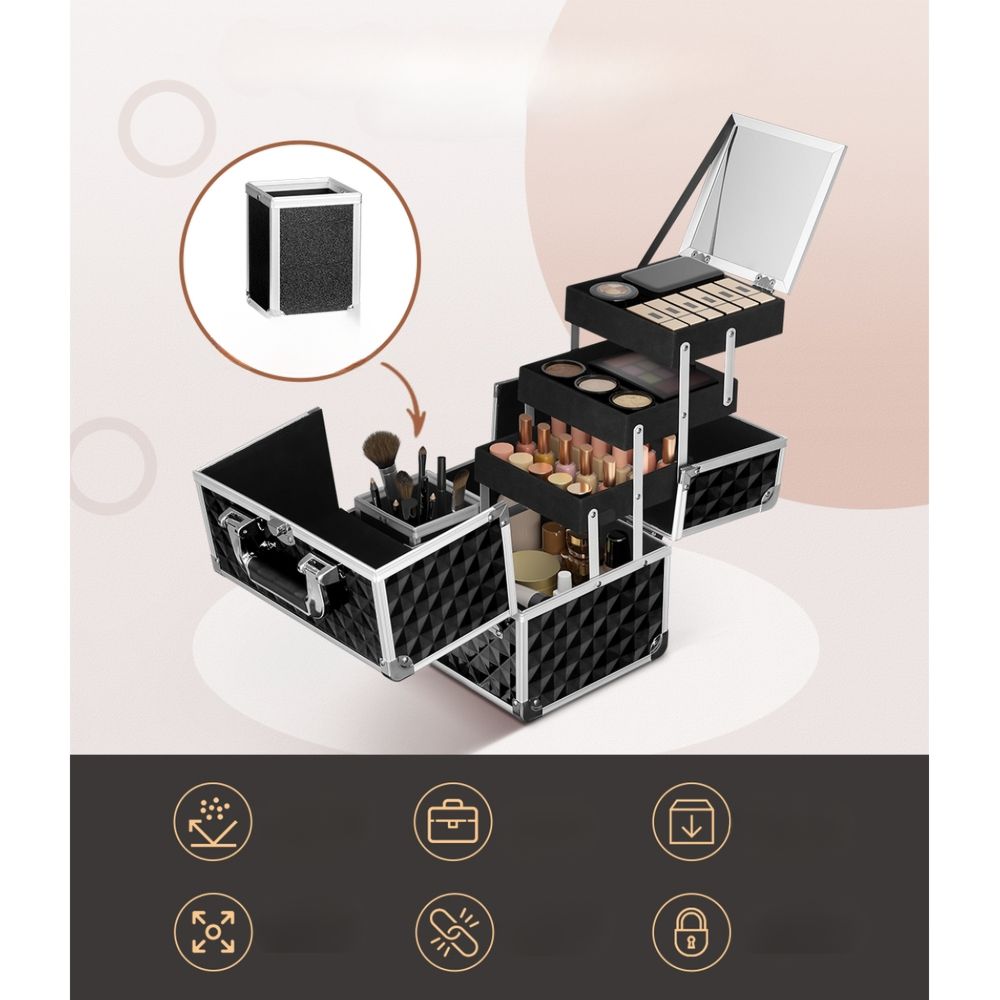 Makeup Beauty Case Organiser Travel Cosmetic Storage - 27x19.5x27.5cm