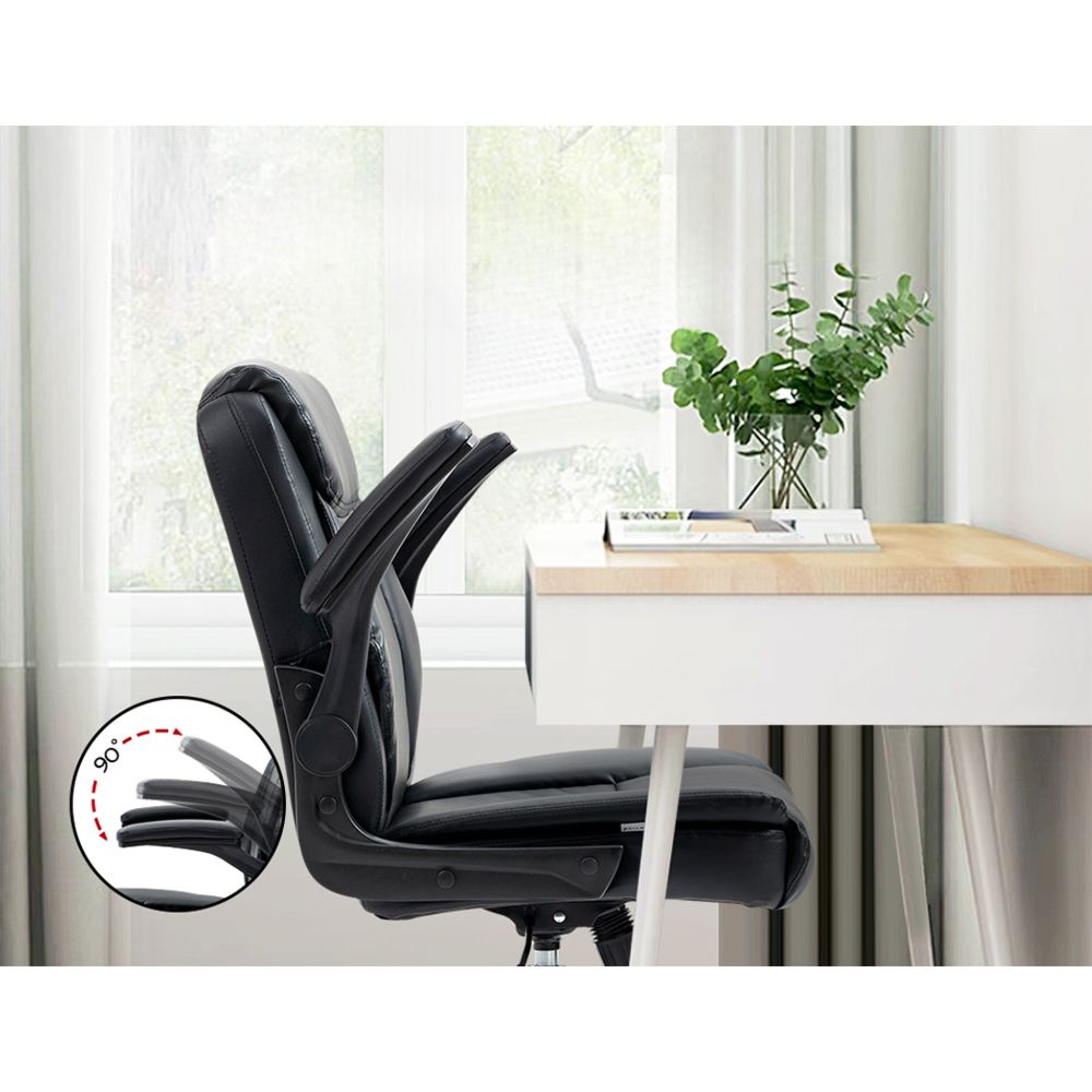 Office Chair Leather Computer Desk Chairs Executive Gaming Study Black