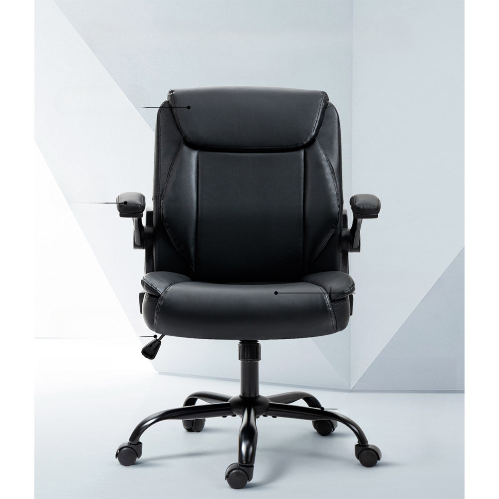 Office Chair Leather Computer Desk Chairs Executive Gaming Study Black