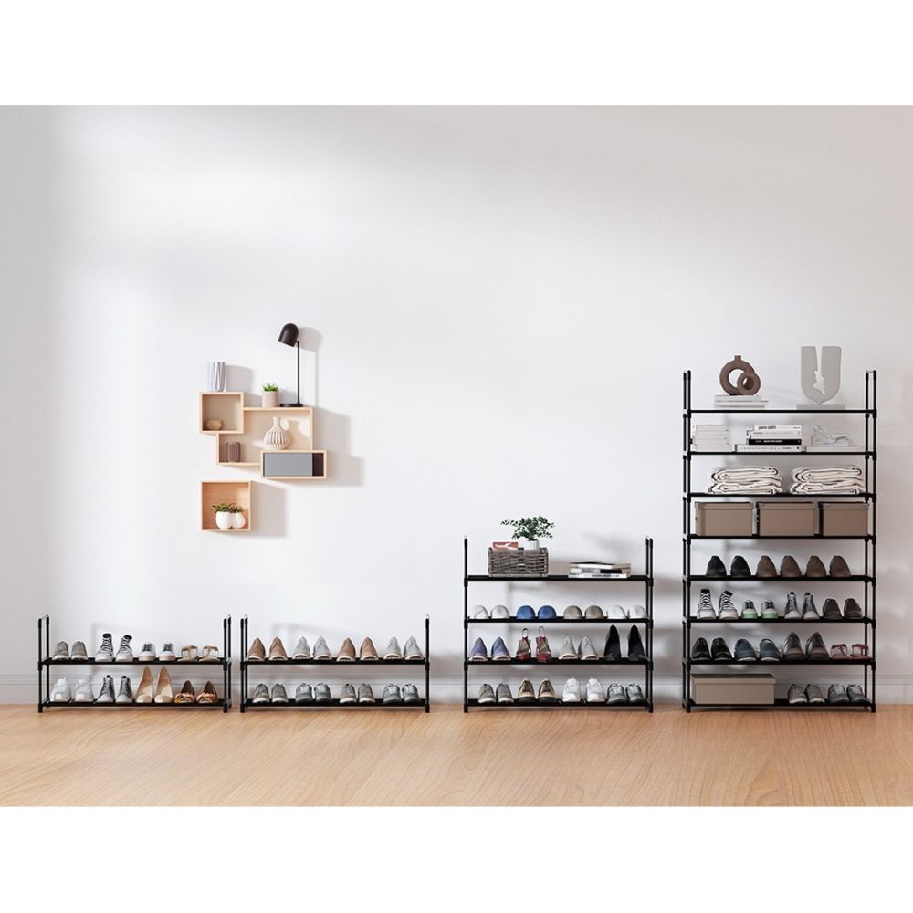 Shoe Rack Stackable 4 Tiers 80cm Shoes Shelves Storage Stand Black