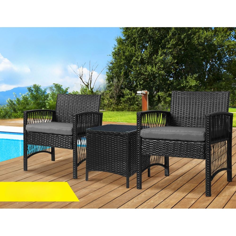 Patio Furniture Outdoor Bistro Dining Chairs Set - 3 Piece