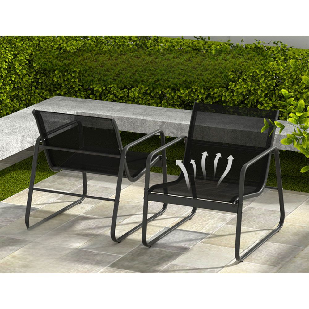 Outdoor Garden Patio Furniture Sofa Table Chair Lounge Set - Black