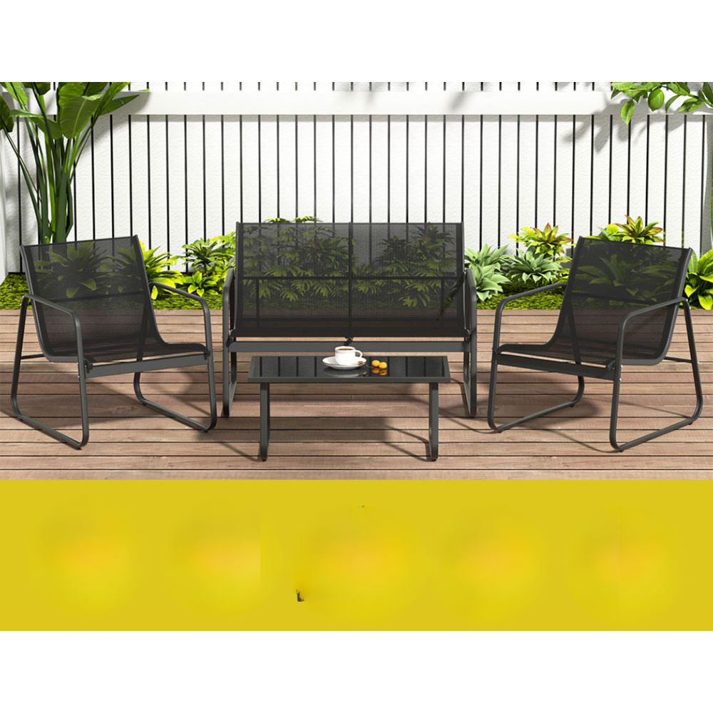 Outdoor Garden Patio Furniture Sofa Table Chair Lounge Set - Black