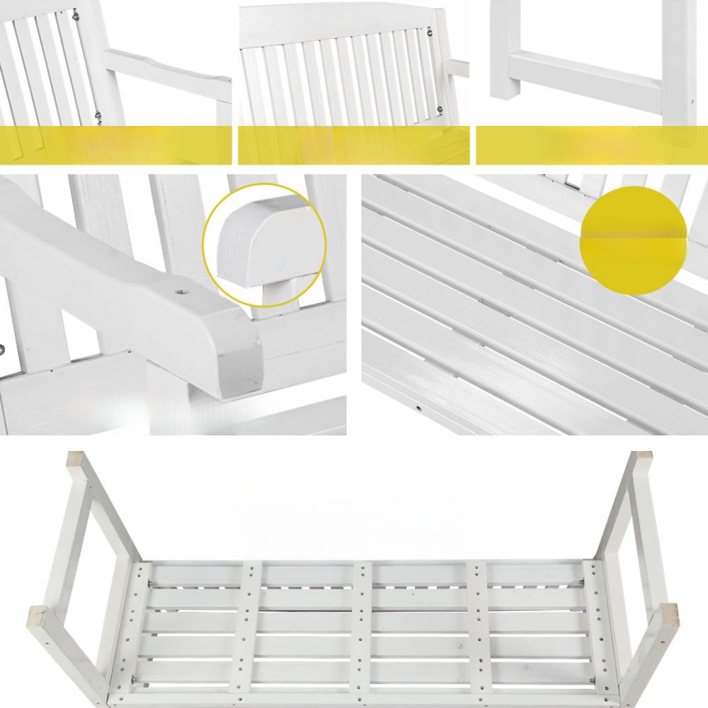 Outdoor Garden Bench  Wooden Chair Patio Furniture Lounge Seat - White