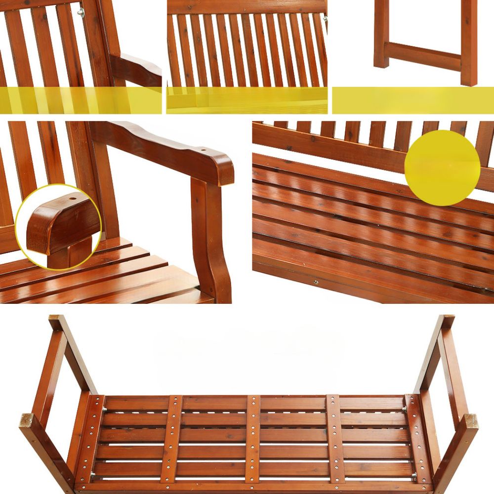 Outdoor Garden Bench  Wooden Chair Patio Furniture Lounge Seat - White