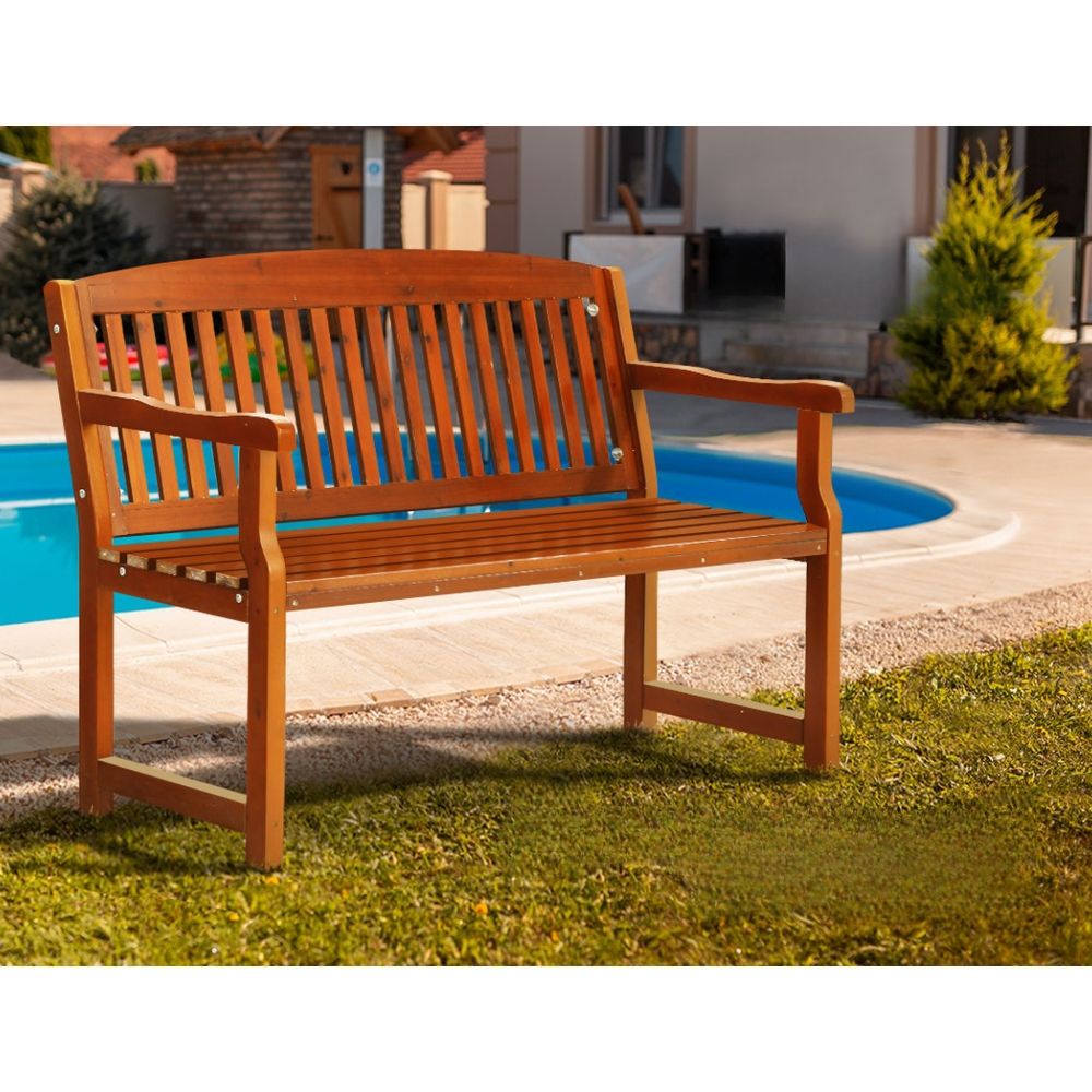 Outdoor Garden Bench  Wooden Chair Patio Furniture Lounge Seat - White