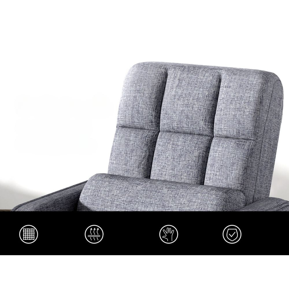 Floor Sofa Bed Lounge Chair Recliner Chaise Chair Swivel Grey
