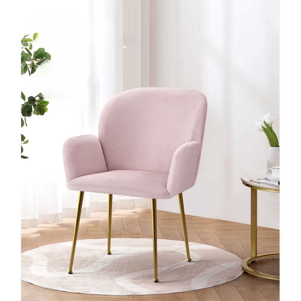 Set of 2 Kynsee Dining Chairs Armchair Cafe Chair Upholstered Velvet Pink