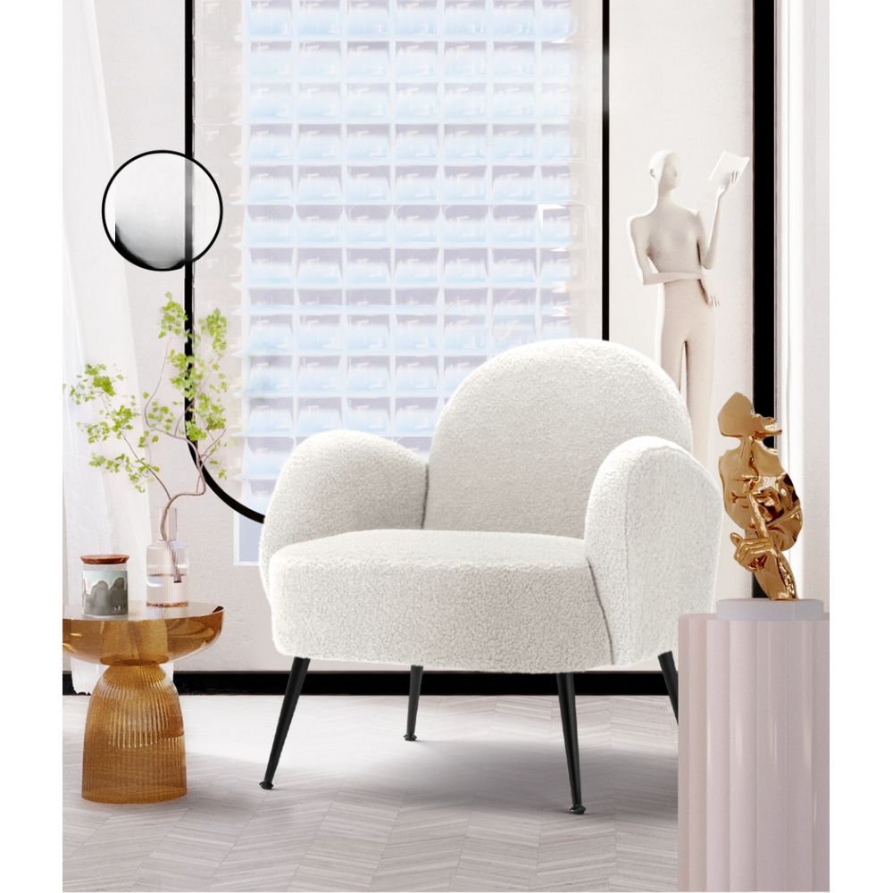Armchair Lounge Chair Armchairs Accent Arm Chairs Sherpa Boucle White