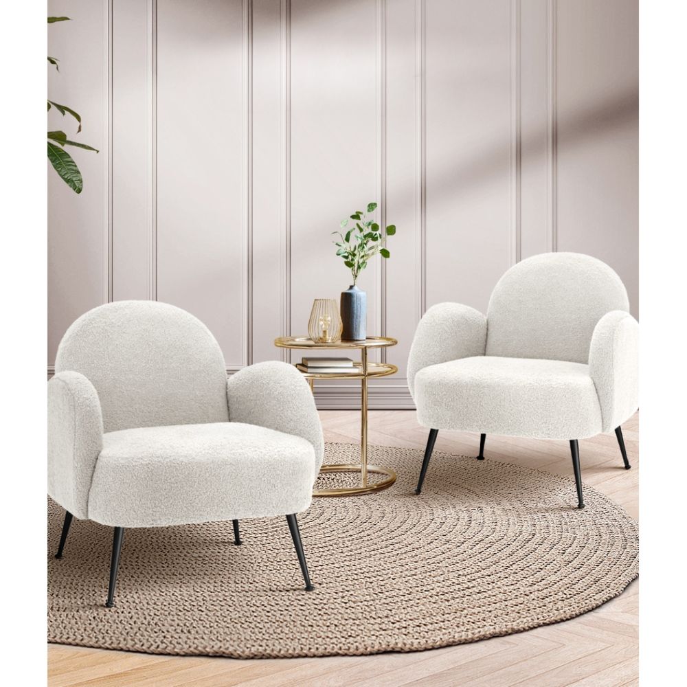 Armchair Lounge Chair Armchairs Accent Arm Chairs Sherpa Boucle White