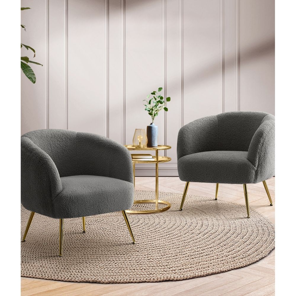 Armchair Lounge Chair Accent Chairs Arm Armchairs Sherpa Boucle Charcoal