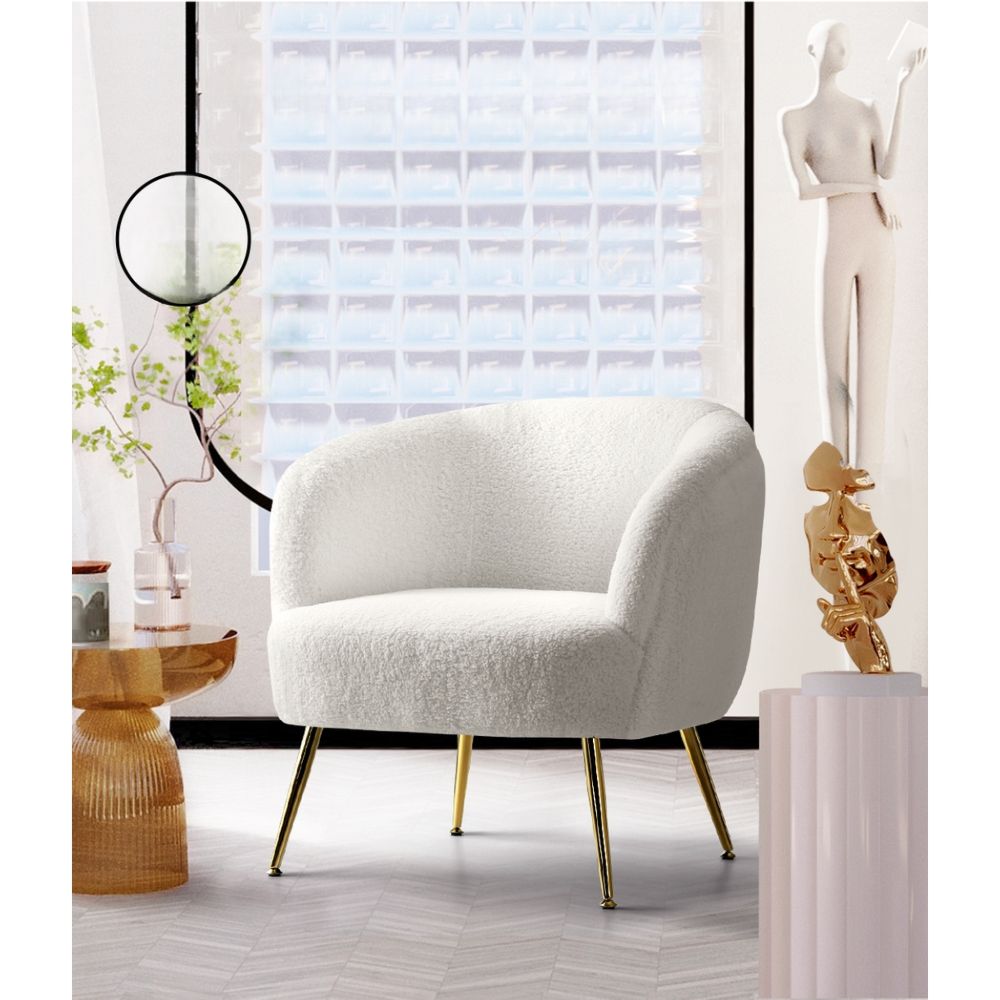 Armchair Lounge Chair Accent Chairs Armchairs Sherpa Boucle Sofa White