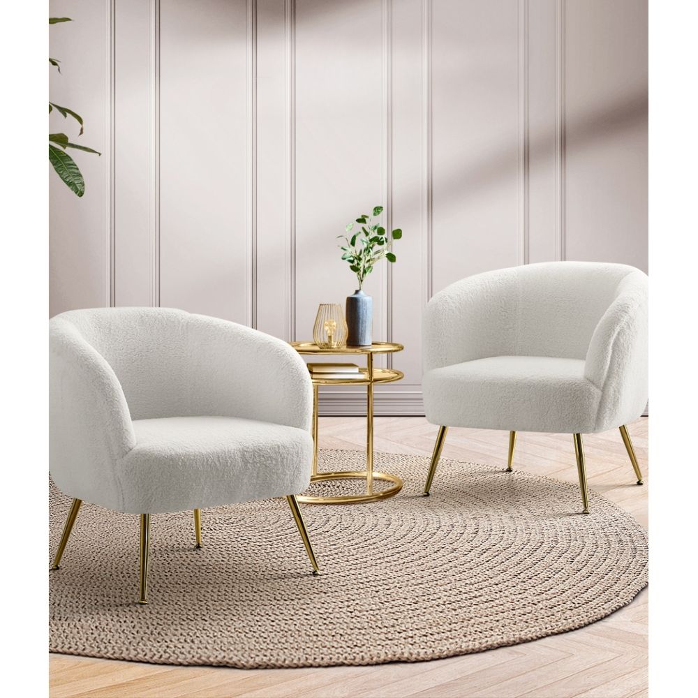 Armchair Lounge Chair Accent Chairs Armchairs Sherpa Boucle Sofa White