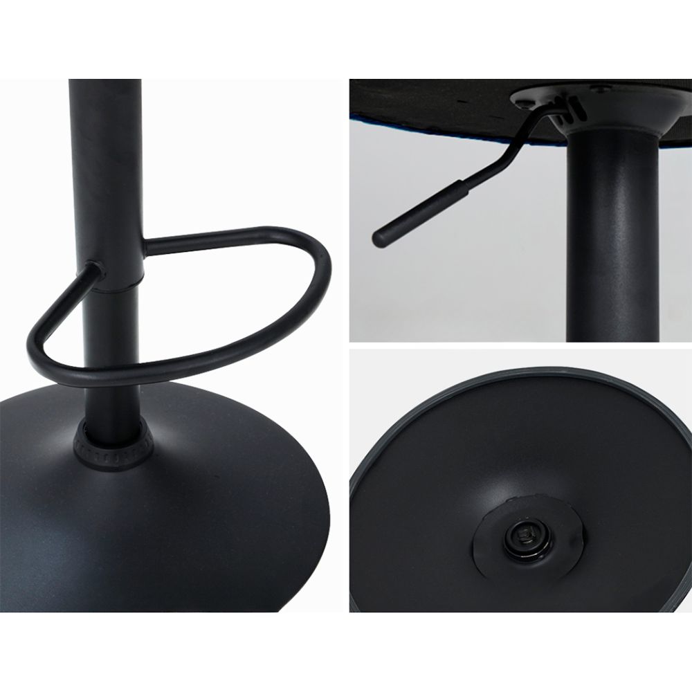 Set of 2 Bar Stools Kitchen Stool Swivel Chair Gas Lift Velvet Chairs Blue