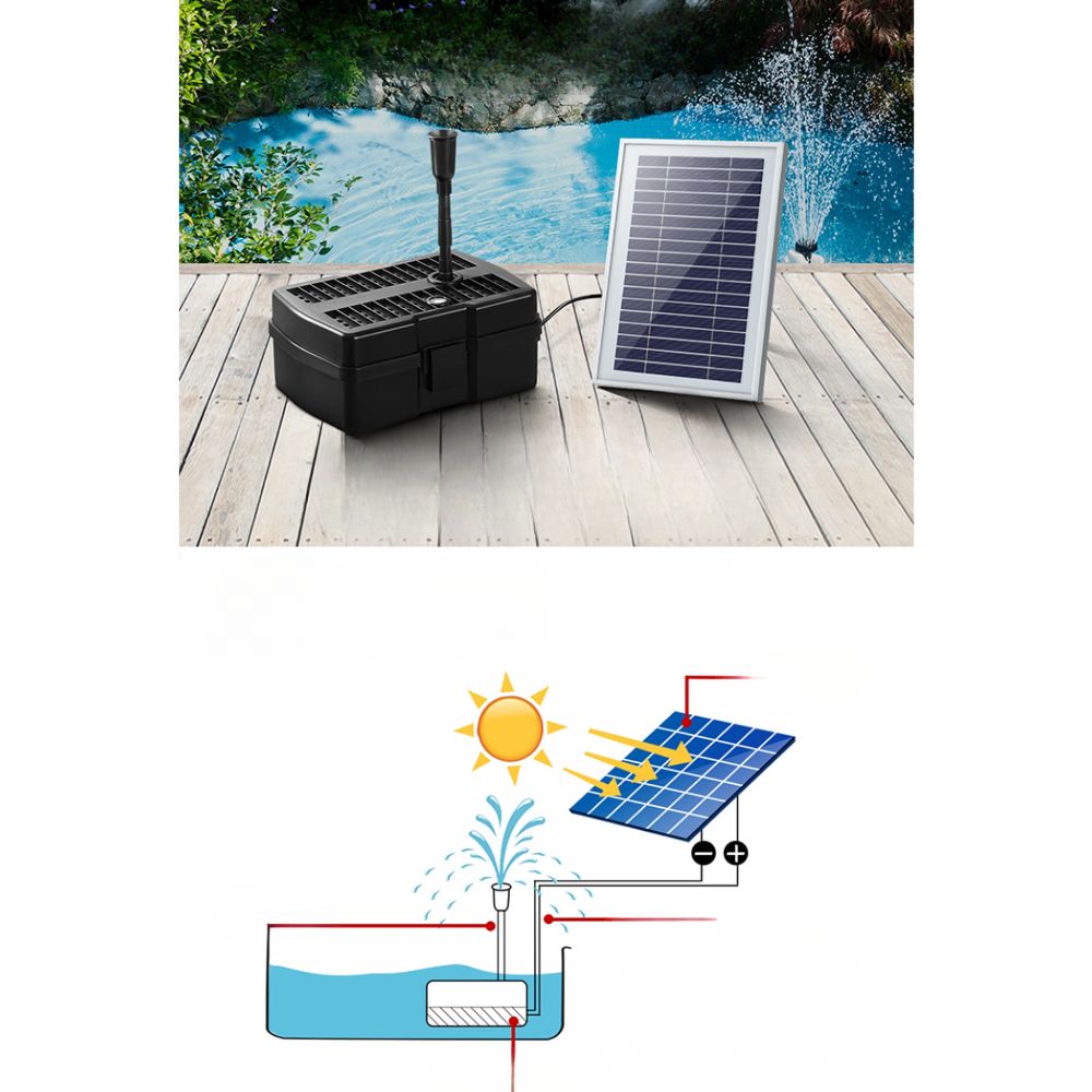 Solar Pond Pump with Eco Filter Box Water Fountain Kit - 9V