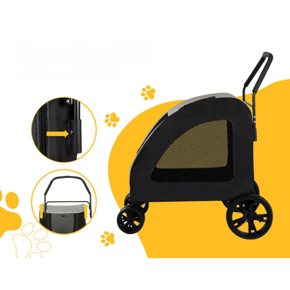 Pet Stroller Dog Large Cat Carrier Travel Foldable 4 Double Wheels - Blue