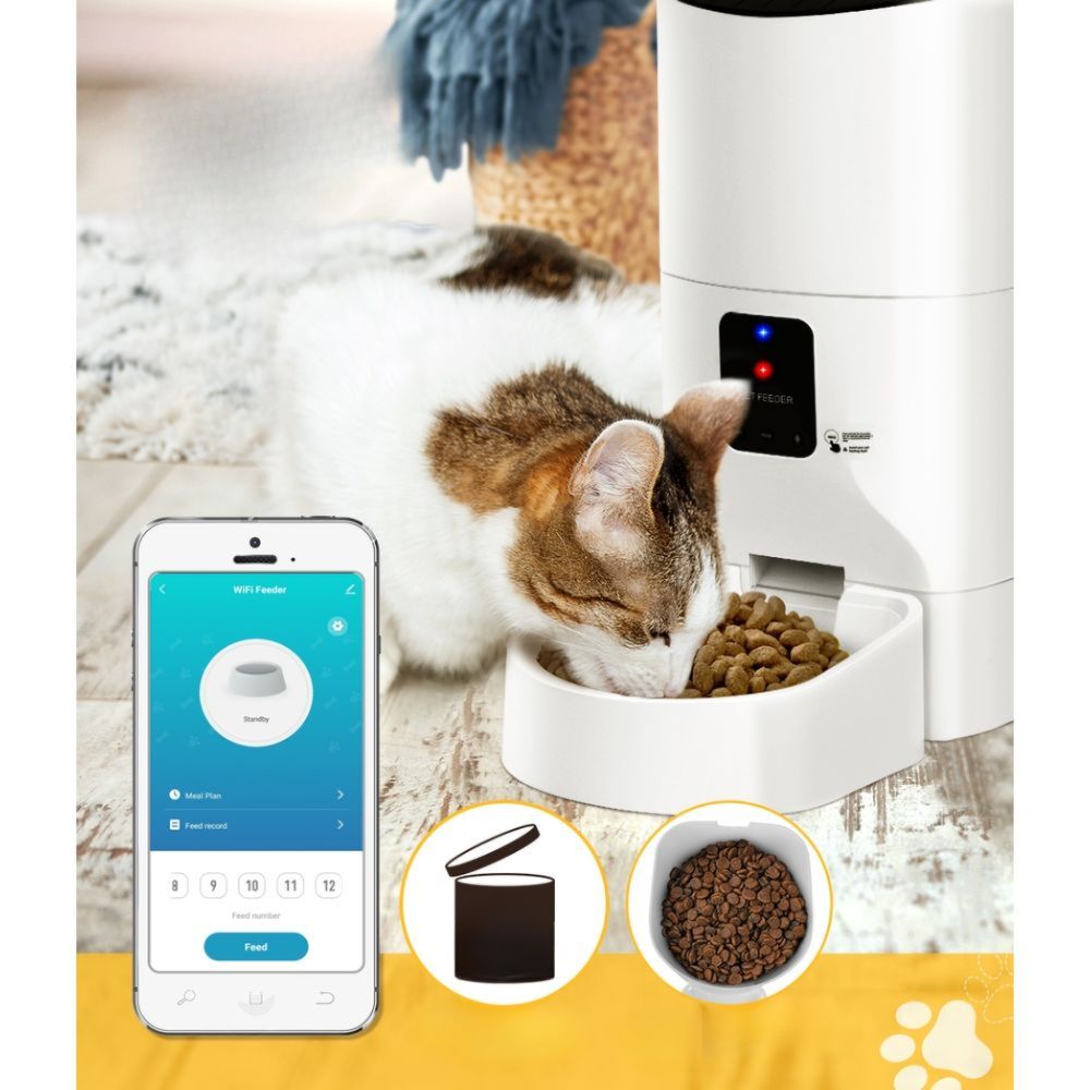 Automatic Pet Feeder Camera Dog Cat Smart Wifi Food - 6L