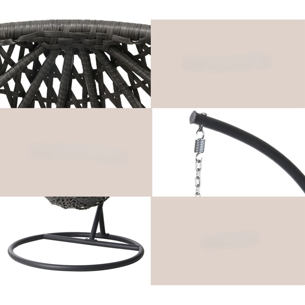 Swing Chair Egg Hammock with Stand Outdoor Furniture Seat - Black