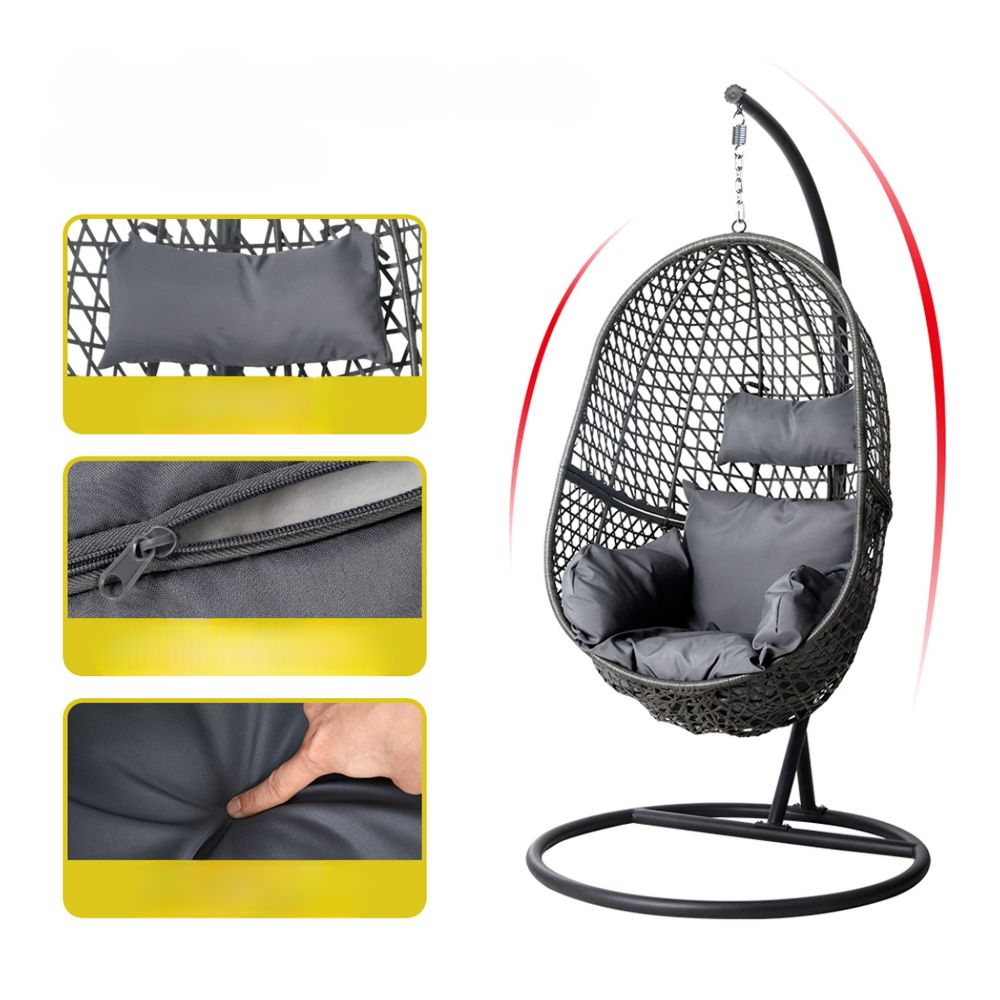 Swing Chair Egg Hammock with Stand Outdoor Furniture Seat - Black