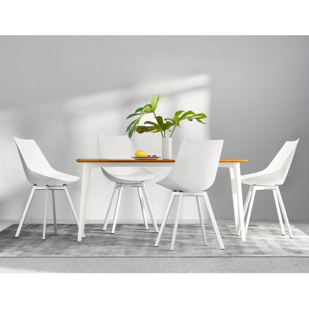 Set of 2 Lylette Dining Chairs Cafe Chairs PU Leather Padded Seat White