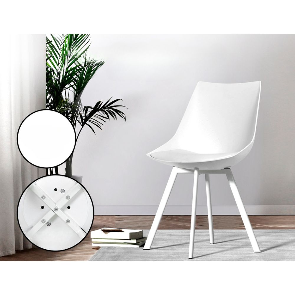 Set of 2 Lylette Dining Chairs Cafe Chairs PU Leather Padded Seat White