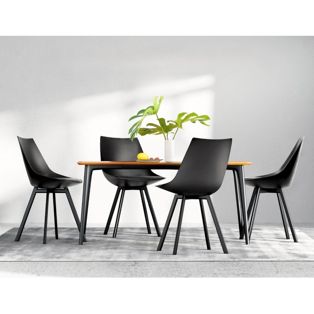 Set of 2 Lylette Dining Chairs Cafe Chairs PU Leather Padded Seat Black