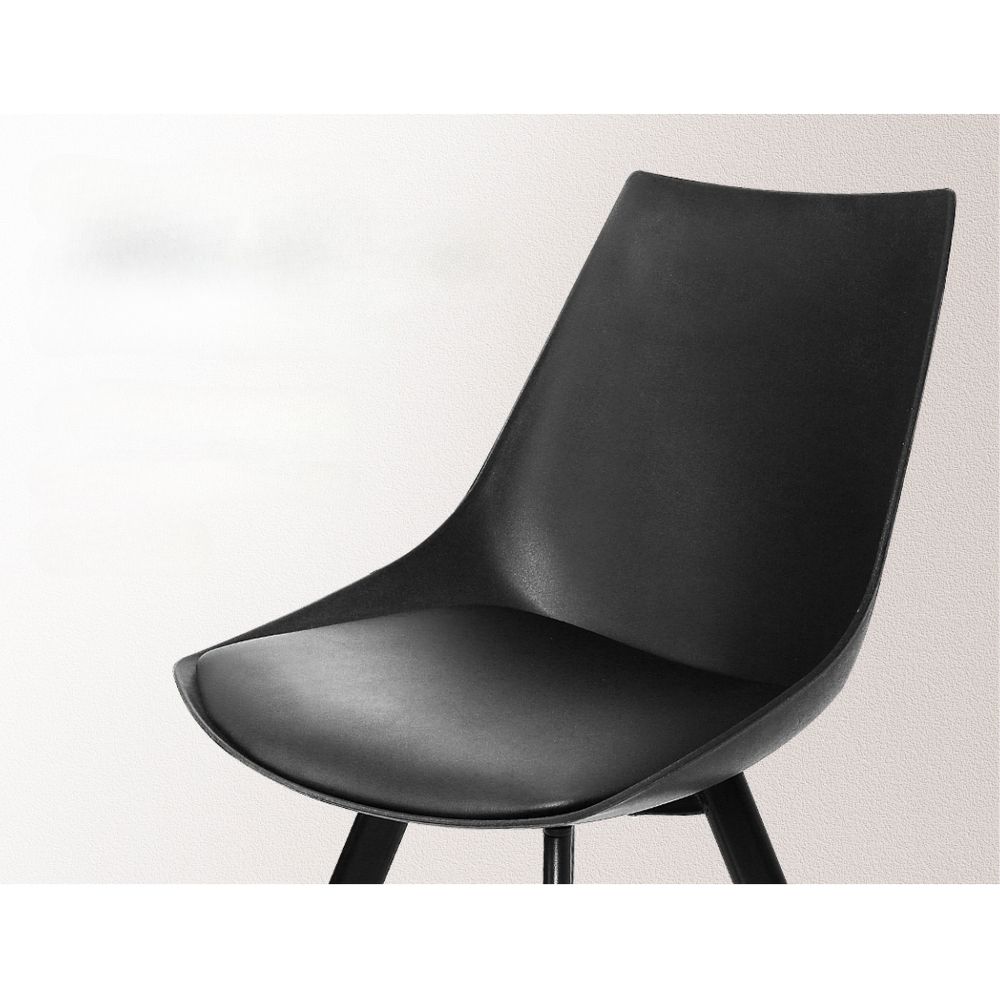 Set of 2 Lylette Dining Chairs Cafe Chairs PU Leather Padded Seat Black