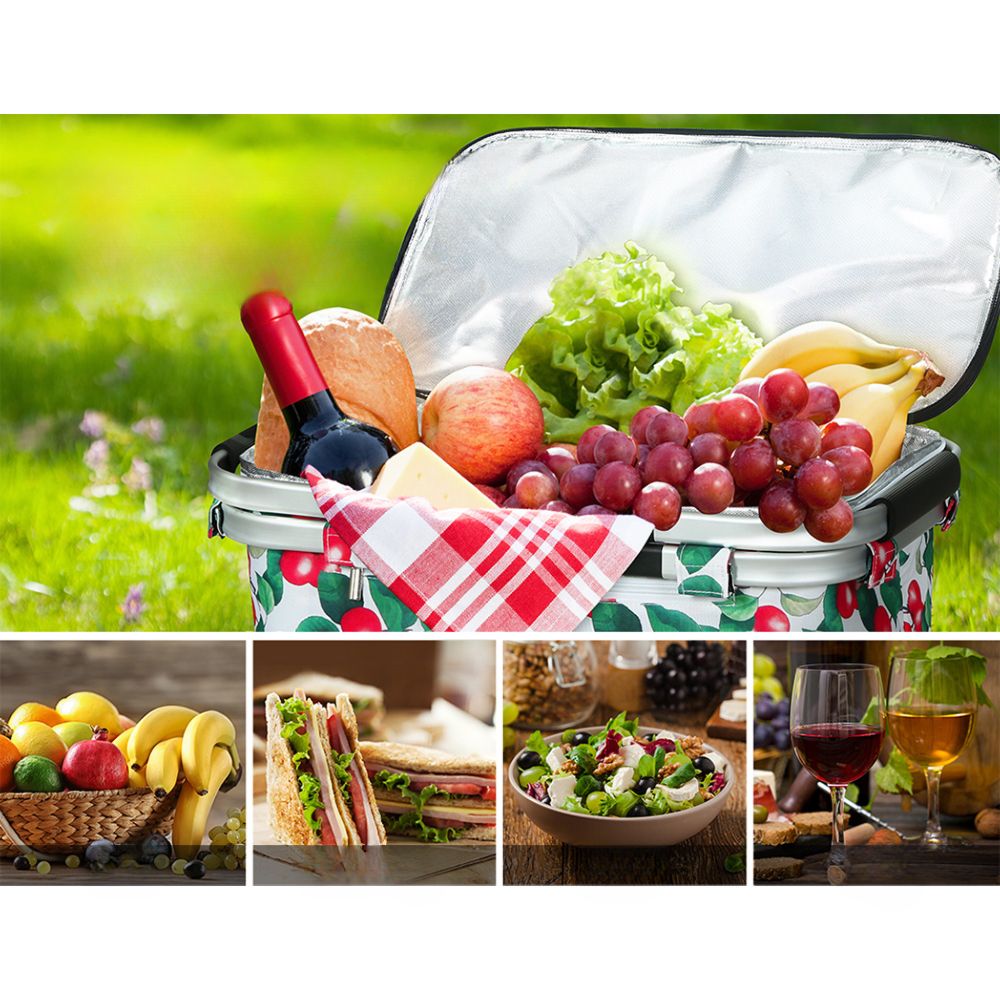 Picnic Bag Basket Hamper Camping Hiking Insulated Lunch Cooler Folding