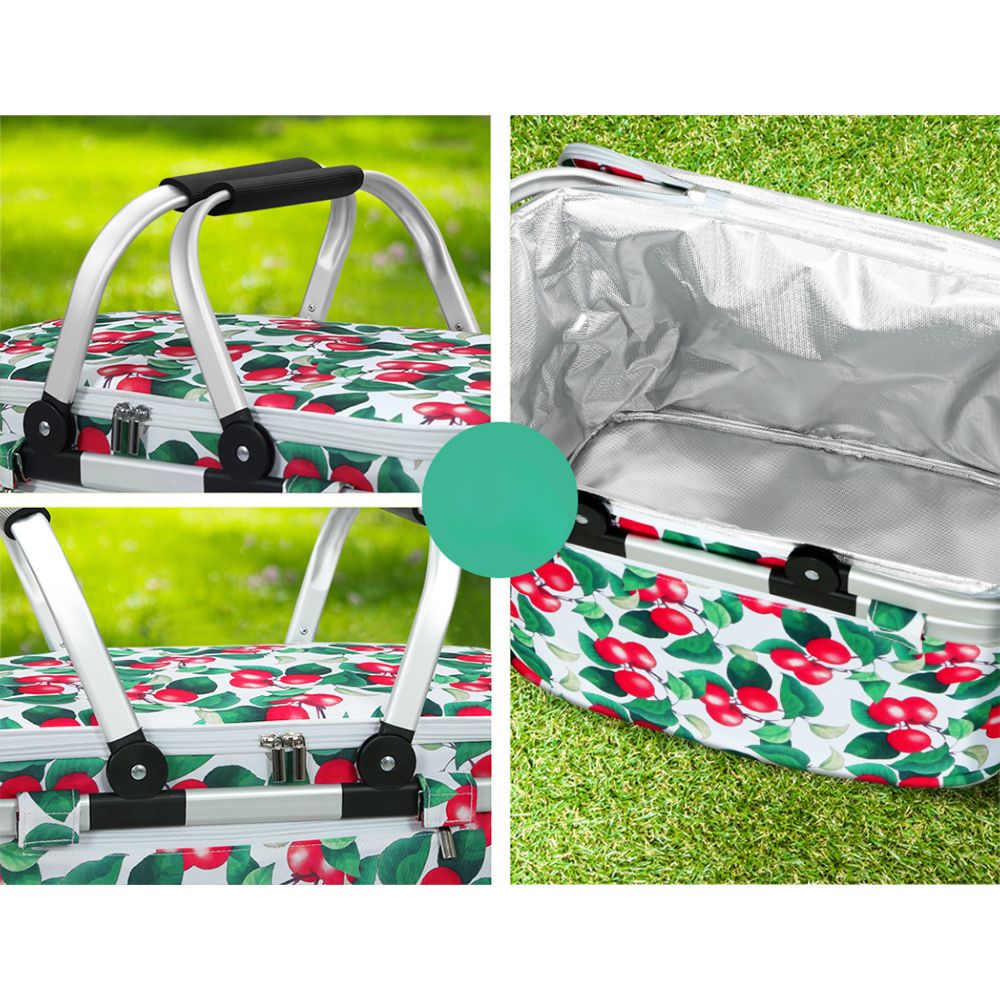 Picnic Bag Basket Hamper Camping Hiking Insulated Lunch Cooler Folding