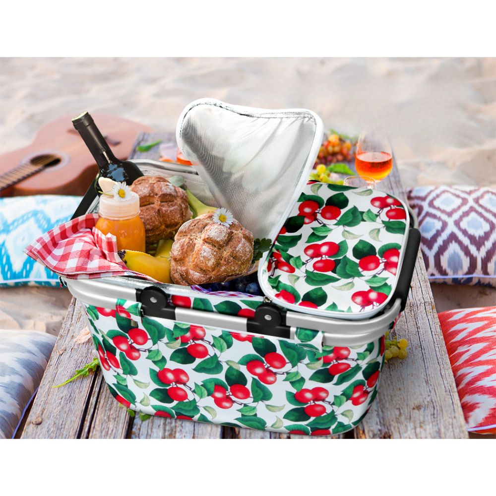 Picnic Bag Basket Hamper Camping Hiking Insulated Lunch Cooler Folding